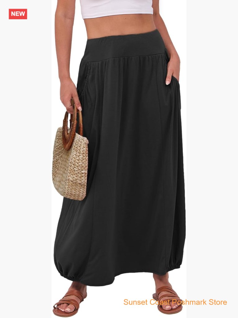 Women's Maxi Skirt Summer High Waisted Boho Flowy Long Skirts Beach Vacation
